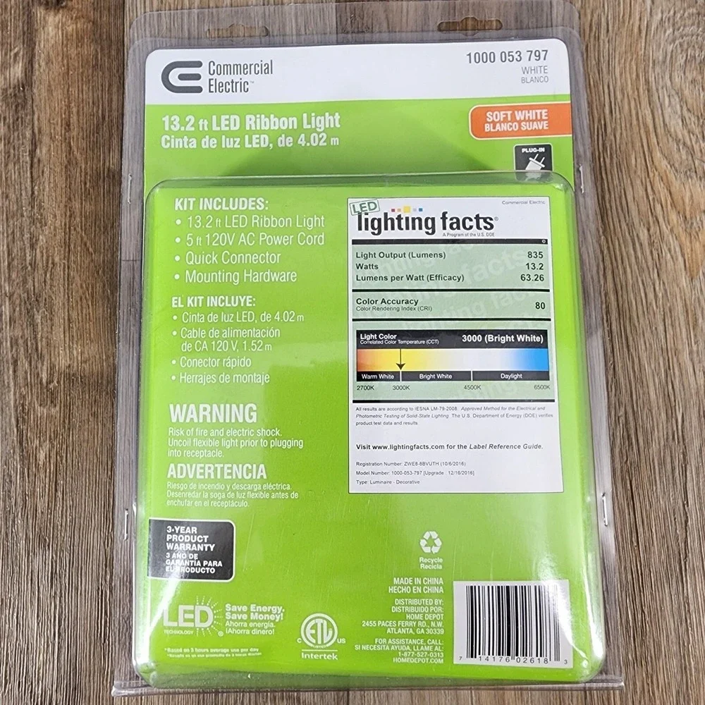 Commercial Electric LED Ribbon Light 13.2 ft Soft White Indoor Outdoor Dimmable